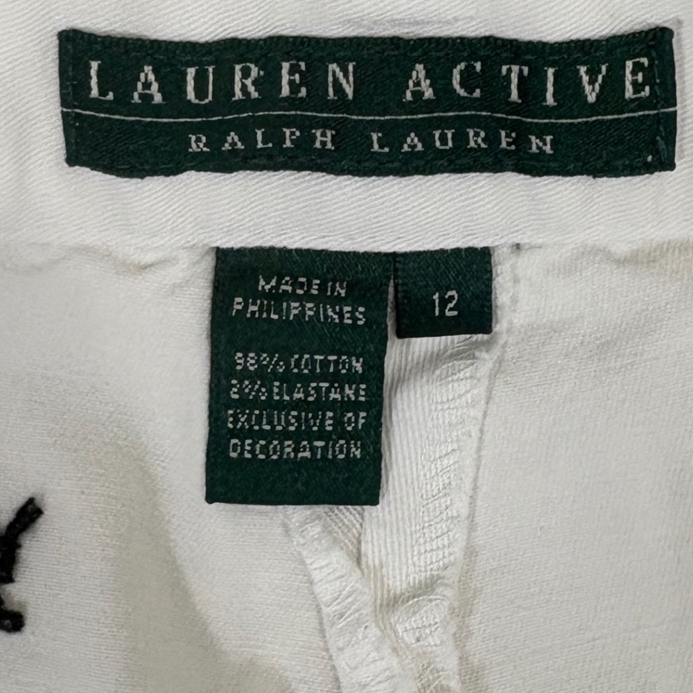 Lauren Active Ralph Lauren White Embroidered‎ Golf Shorts Womens Size 12 - Picture 8 of 12